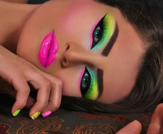 1 lot de poudre à ongles fluo, ombre à paupières, poussière, effet fluorescent