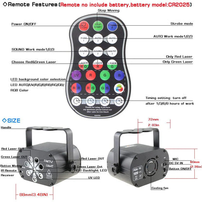 UV LED Stage Disco Light R&G Laser