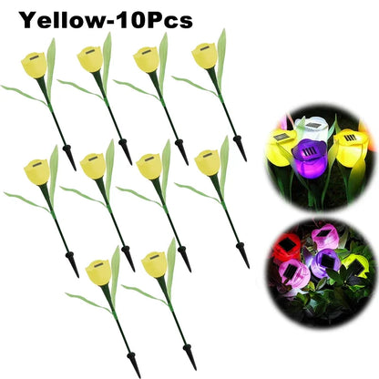 Solar LED Light Outdoor Tulip Rose Flower