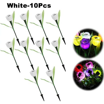 Solar LED Light Outdoor Tulip Rose Flower