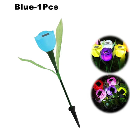 Solar LED Light Outdoor Tulip Rose Flower