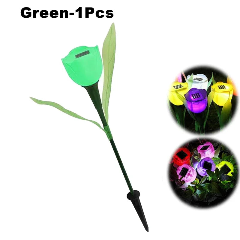 Solar LED Light Outdoor Tulip Rose Flower