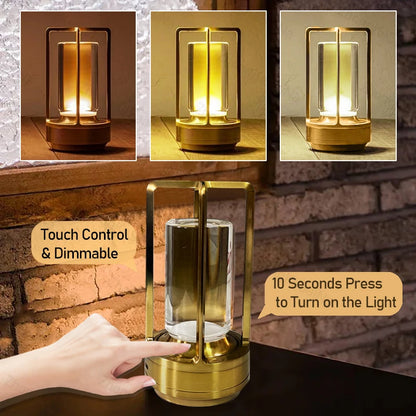 LED Cordless Table Lamp Retro Bar Metal Desk