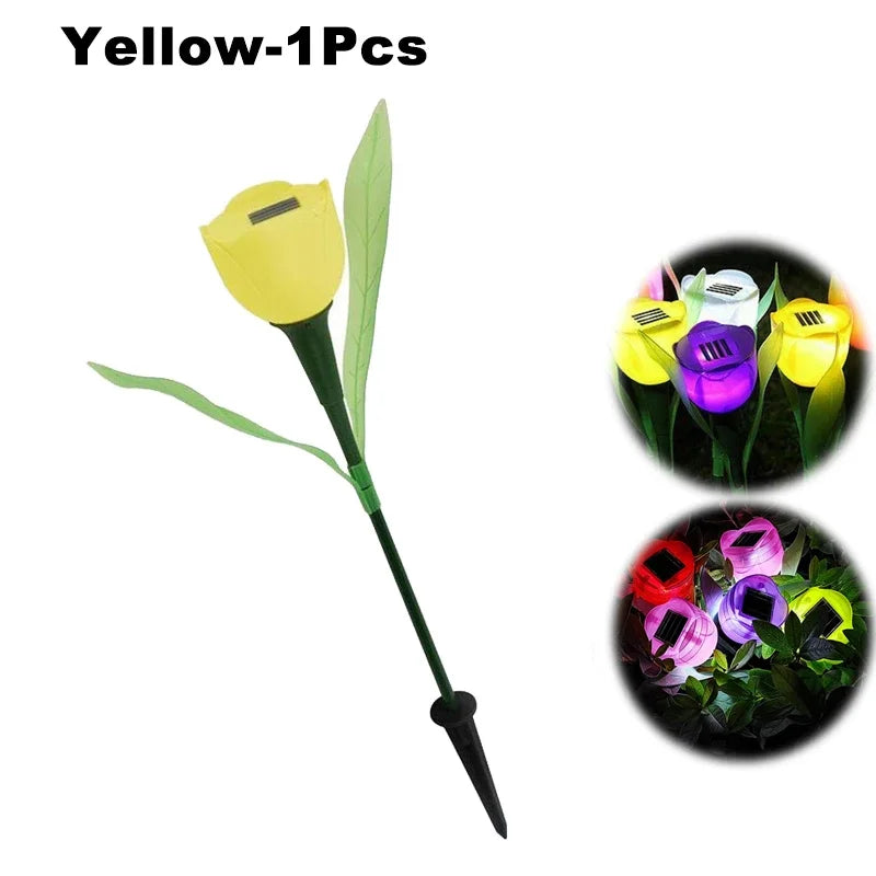 Solar LED Light Outdoor Tulip Rose Flower