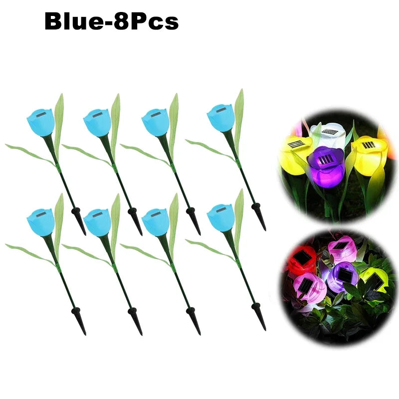 Solar LED Light Outdoor Tulip Rose Flower