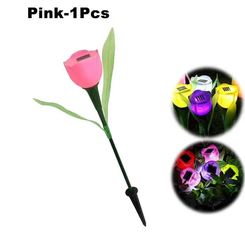 Solar LED Light Outdoor Tulip Rose Flower