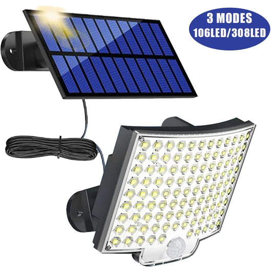 LED Split Solar Human Body Sensor Light High Capacity Battery Wall Decorative Lamp Security Motion Outdoor Lamp for Patio Garden