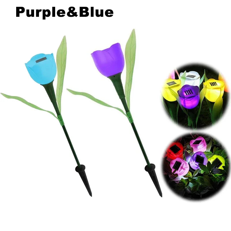 Solar LED Light Outdoor Tulip Rose Flower