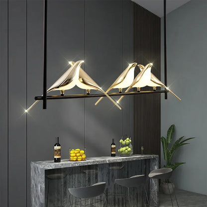 Magpie Ceiling Chandelier Bird Led