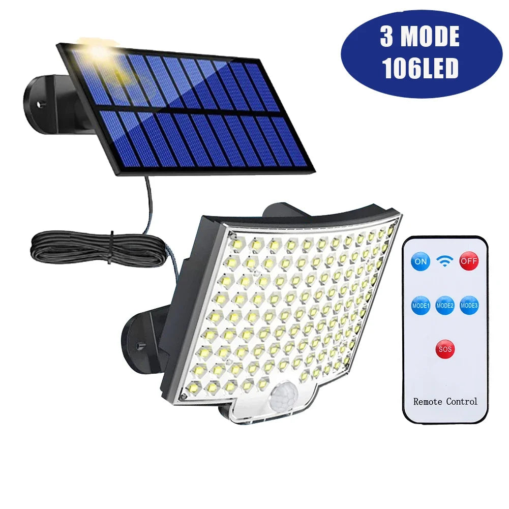 LED Split Solar Human Body Sensor Light High Capacity Battery Wall Decorative Lamp Security Motion Outdoor Lamp for Patio Garden