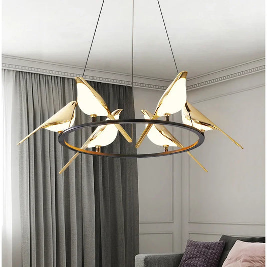 Magpie Ceiling Chandelier Bird Led