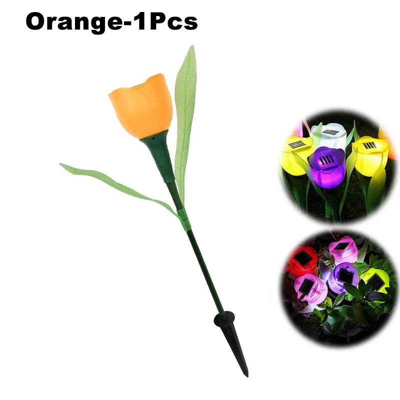 Solar LED Light Outdoor Tulip Rose Flower