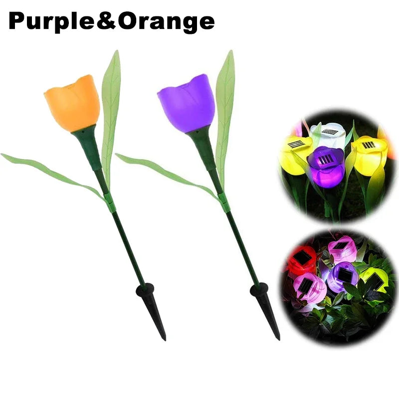 Solar LED Light Outdoor Tulip Rose Flower