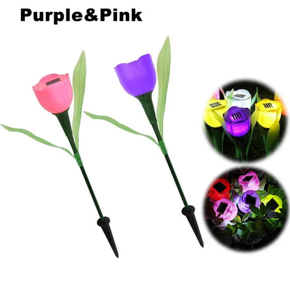 Solar LED Light Outdoor Tulip Rose Flower