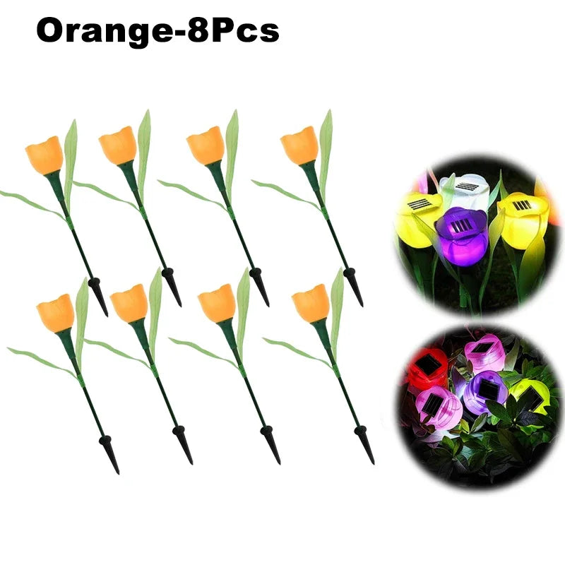 Solar LED Light Outdoor Tulip Rose Flower