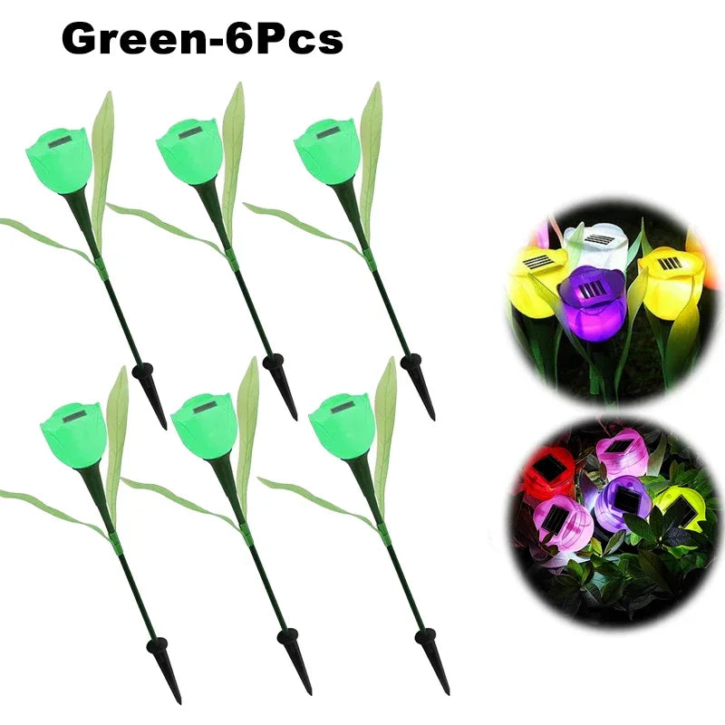 Solar LED Light Outdoor Tulip Rose Flower