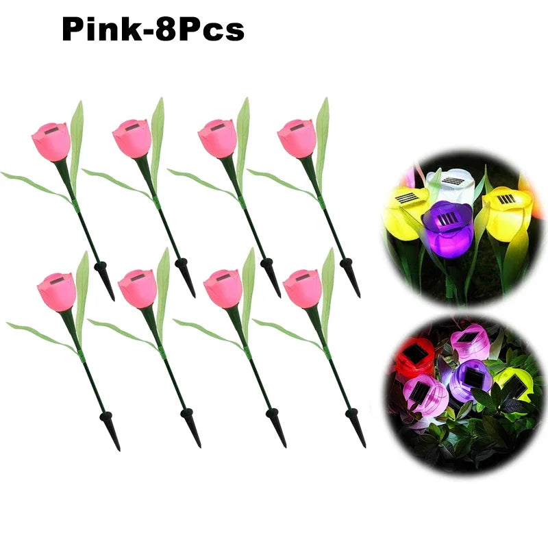 Solar LED Light Outdoor Tulip Rose Flower