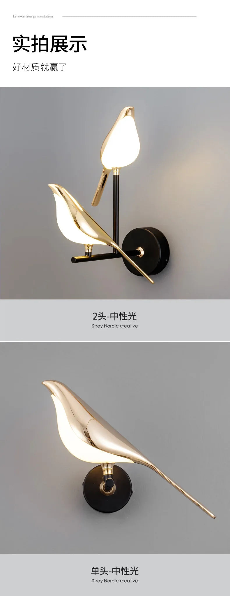 Magpie Ceiling Chandelier Bird Led