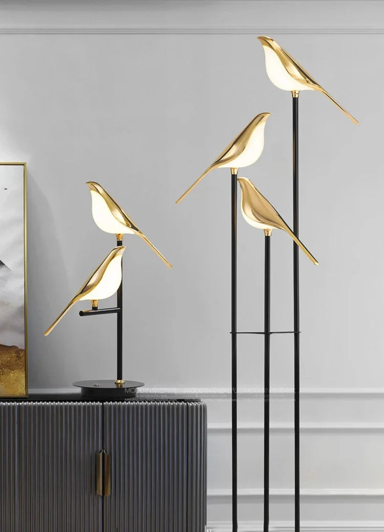 Magpie Ceiling Chandelier Bird Led