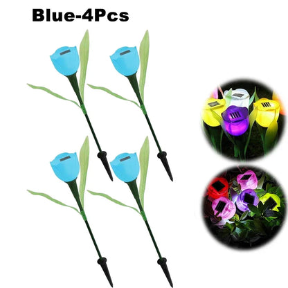 Solar LED Light Outdoor Tulip Rose Flower