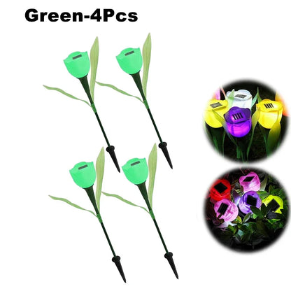 Solar LED Light Outdoor Tulip Rose Flower