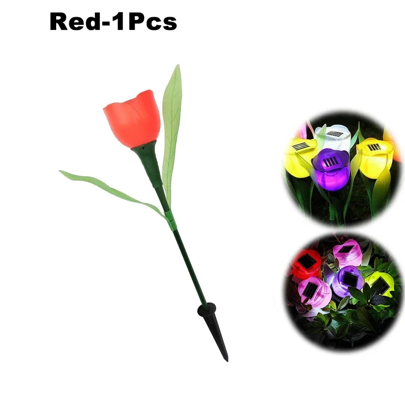 Solar LED Light Outdoor Tulip Rose Flower