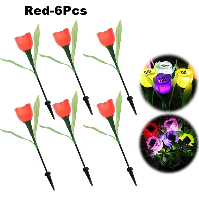 Solar LED Light Outdoor Tulip Rose Flower