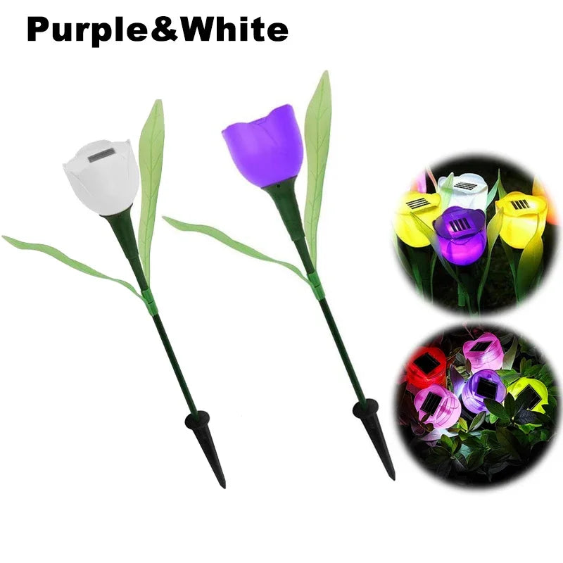 Solar LED Light Outdoor Tulip Rose Flower