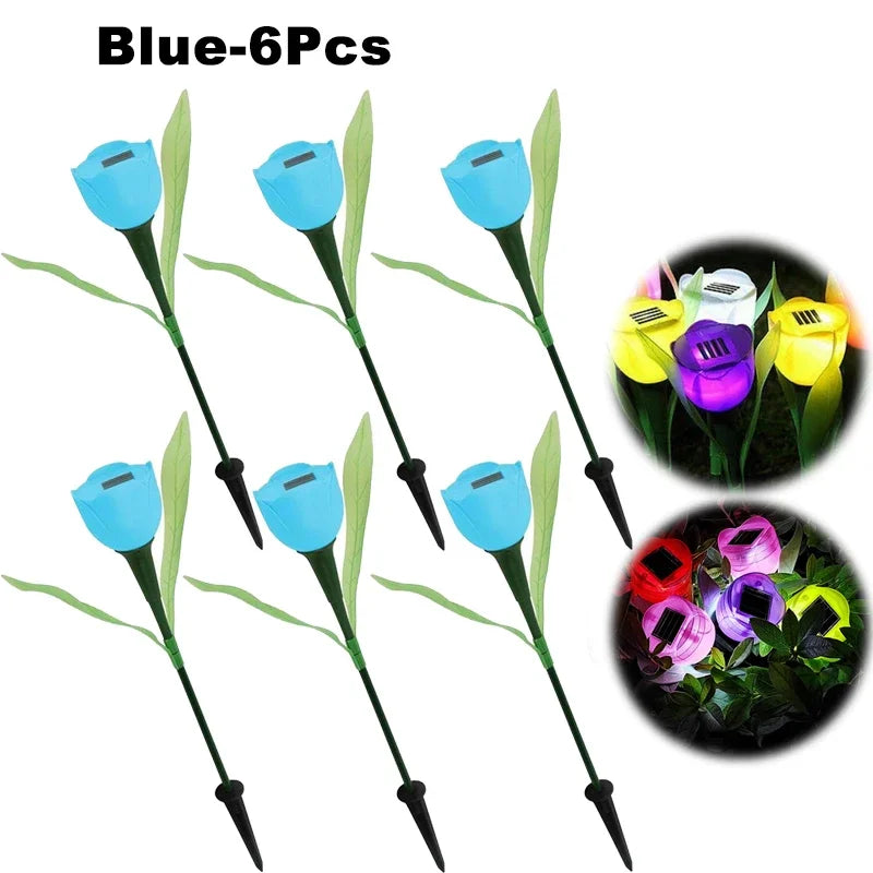 Solar LED Light Outdoor Tulip Rose Flower