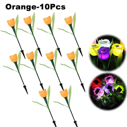 Solar LED Light Outdoor Tulip Rose Flower