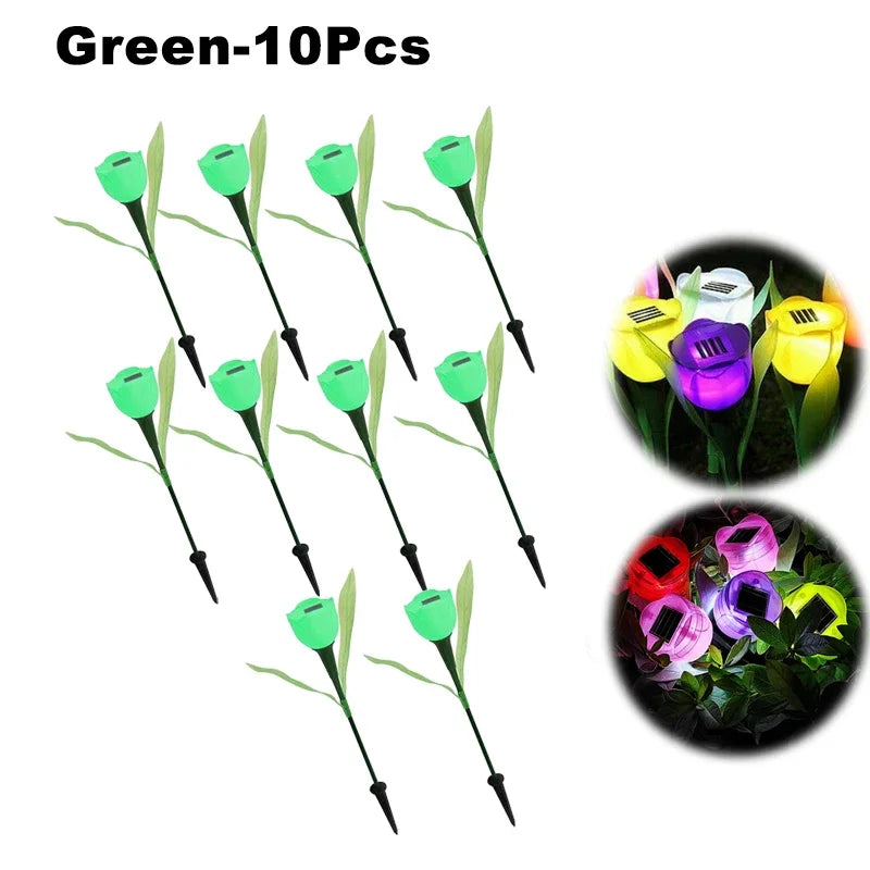 Solar LED Light Outdoor Tulip Rose Flower