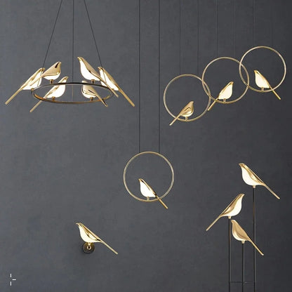 Magpie Ceiling Chandelier Bird Led