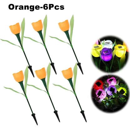 Solar LED Light Outdoor Tulip Rose Flower