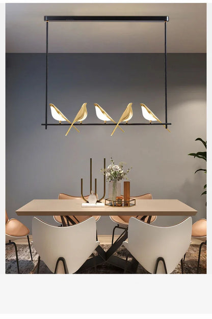 Magpie Ceiling Chandelier Bird Led