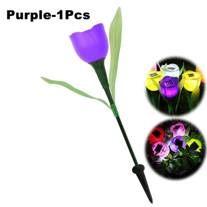 Solar LED Light Outdoor Tulip Rose Flower