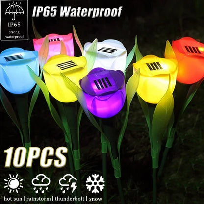 Solar LED Light Outdoor Tulip Rose Flower