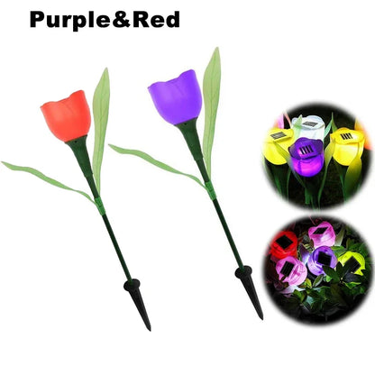 Solar LED Light Outdoor Tulip Rose Flower