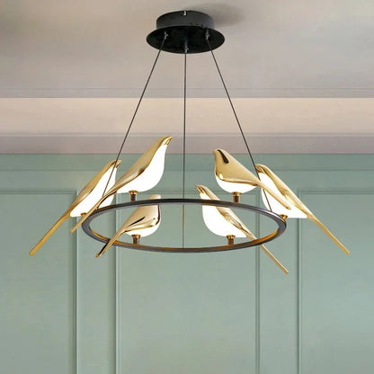 Magpie Ceiling Chandelier Bird Led