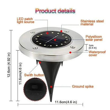 Disco de energía LED solar para jardín al aire libre