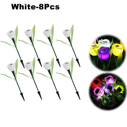 Solar LED Light Outdoor Tulip Rose Flower