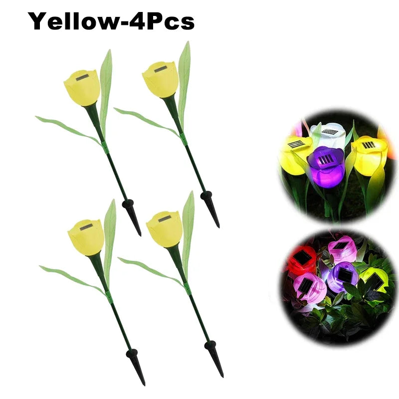 Solar LED Light Outdoor Tulip Rose Flower