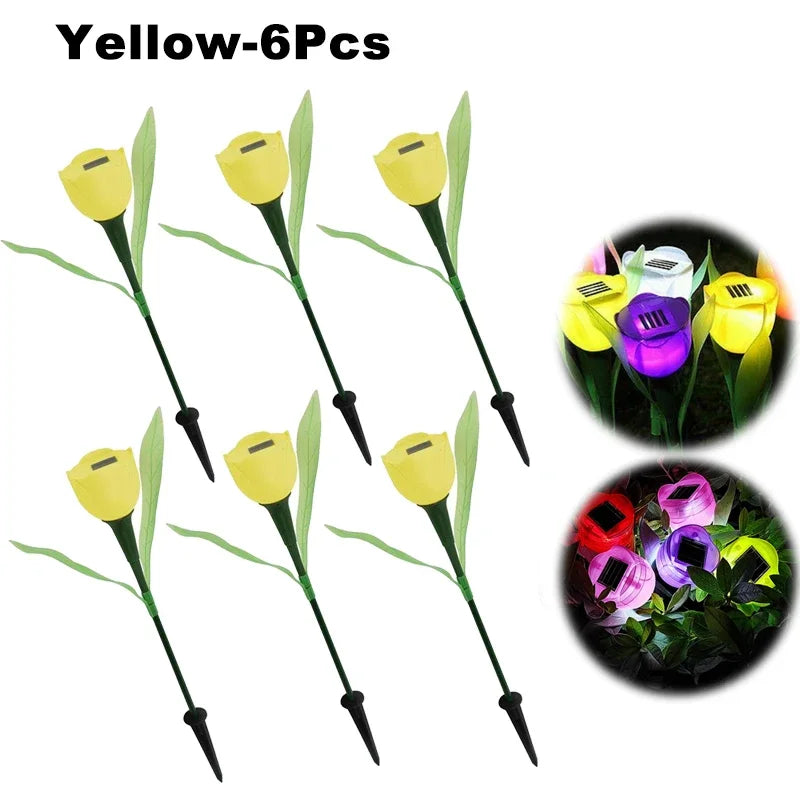 Solar LED Light Outdoor Tulip Rose Flower