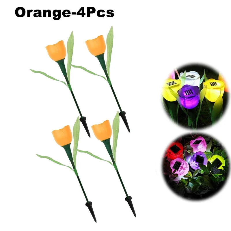 Solar LED Light Outdoor Tulip Rose Flower