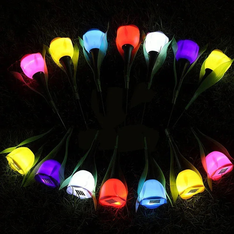 Solar LED Light Outdoor Tulip Rose Flower