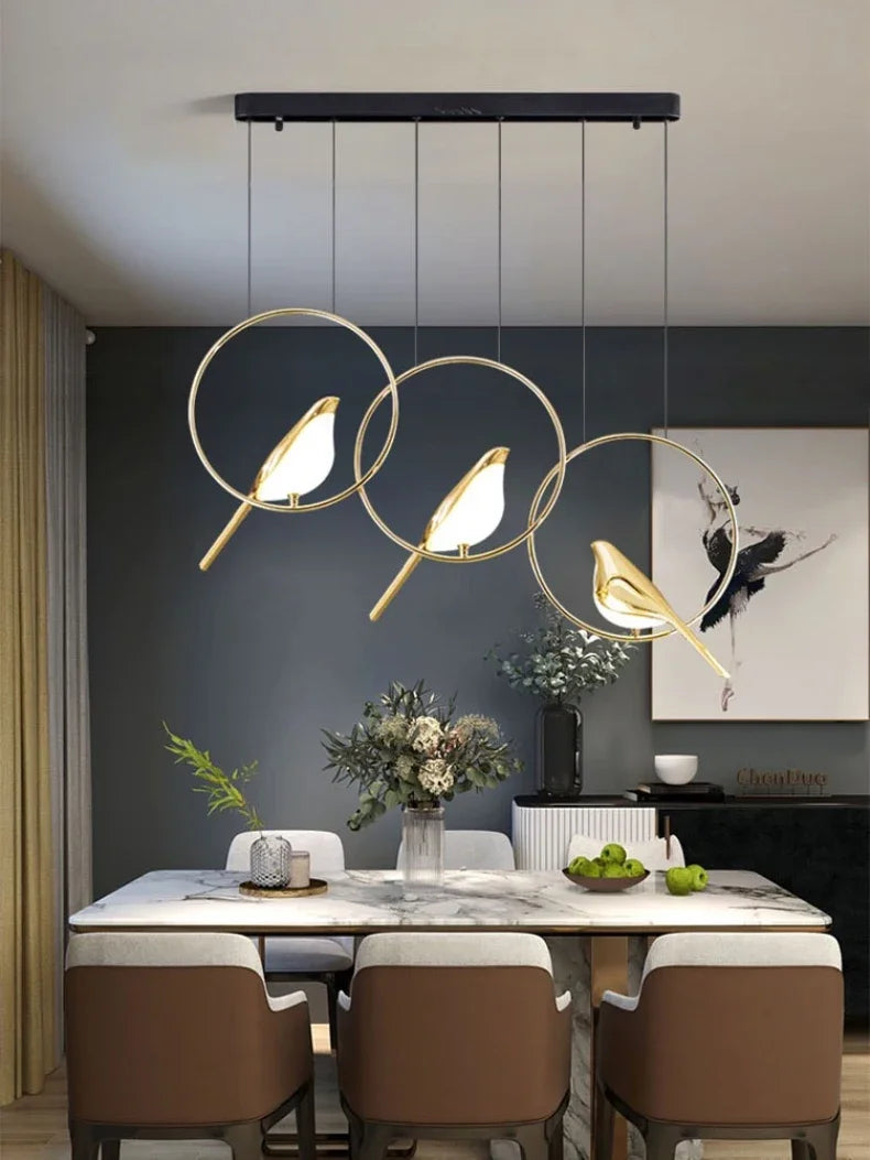 Magpie Ceiling Chandelier Bird Led